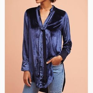 Tie-neck button down blouse